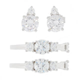 White Moissanite sterling silver earrings with accent gemstones, perfect for elegant styling.